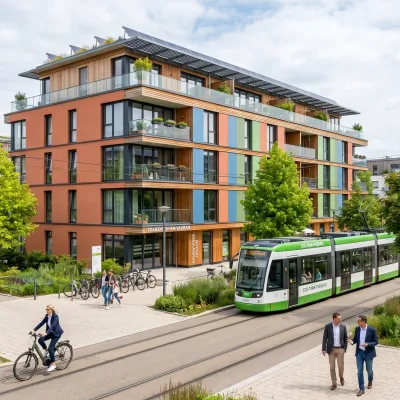 Architecture Passivhaus, toitures solaires et mobilités douces dans l'écoquartier Vauban à Fribourg.